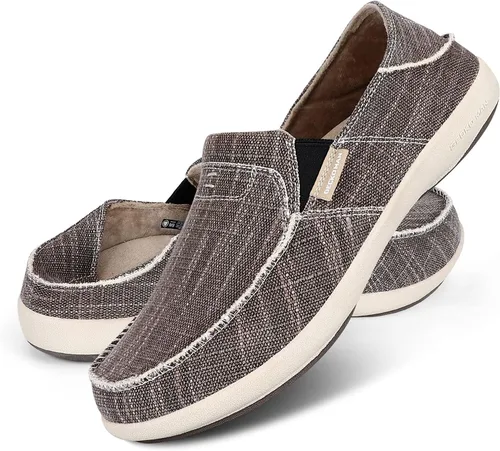 Zapatos sin cordones para hombre, mocasines de lona para fascitis plantar con soporte para el arco, zapatos ortopédicos casuales antideslizantes con