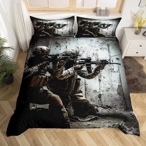 Miniatura 22 de Erosebridal - Juego de ropa de cama con diseño de parque nacional, funda de edredón de montañas humeantes, funda de edredón verde bruma y árbol