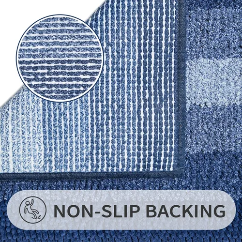 Miniatura 3 de Gibelle Alfombras Azules para Baño, Alfombra de Baño de Chenilla de Lujo, Alfombra Pequeña Antideslizante para Ducha y Alfombras para el Suelo