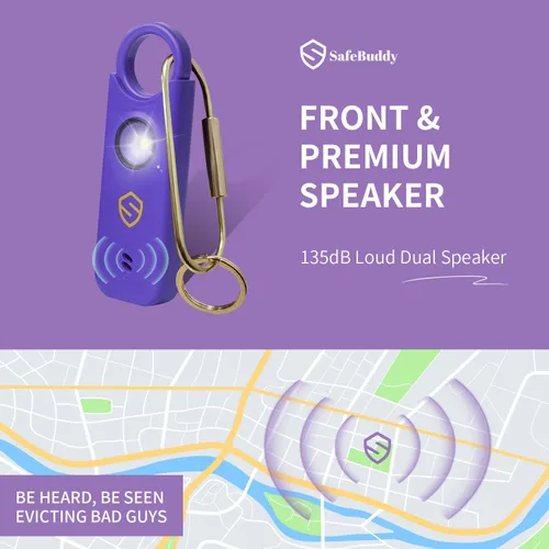 Miniatura 4 de Alarma personal para mujeres, hombres, niños, ancianos, autodefensa, diseñada por mujeres, altavoces adicionales de 140 DB, alarma con luz