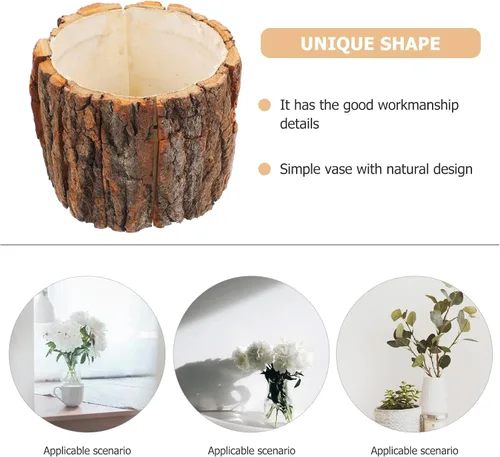 Miniatura 5 de Cabilock Maceta de madera, maceta rústica pequeña con orificio de drenaje, multiusos para suculentas de interior, 4.7 x 4.7 x 3.9 in
