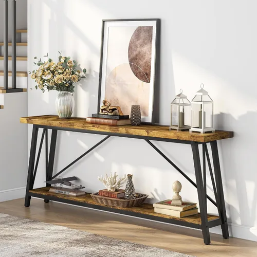 Miniatura 5 de Tribesigns Mesa de sofá extra larga de 70.9 pulgadas detrás del sofá, mesa consola de entrada industrial para pasillo, entrada y sala de estar