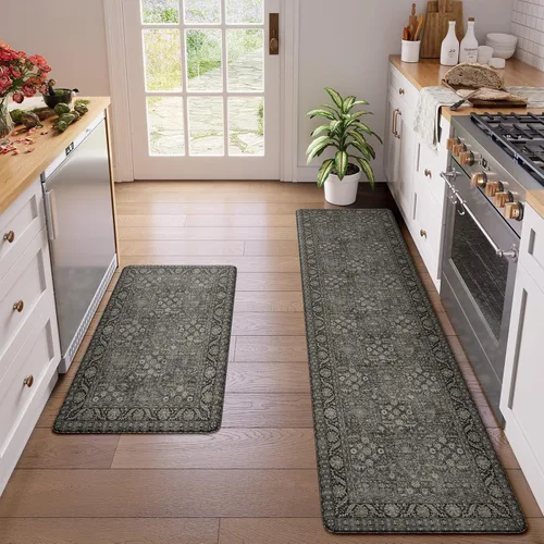 Miniatura 43 de KIMODE Alfombra de Cocina Antifatiga 2 Piezas, Alfombras de Cocina Antideslizantes e Impermeables, Alfombra de Cocina de Estilo Rústico en Gris