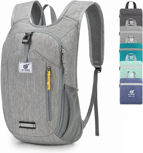 Miniatura 8 de SKYSPER Mochila de senderismo pequeña plegable de 10 litros, plegable, ligera, para senderismo, viaje, para mujeres y hombres Cian
