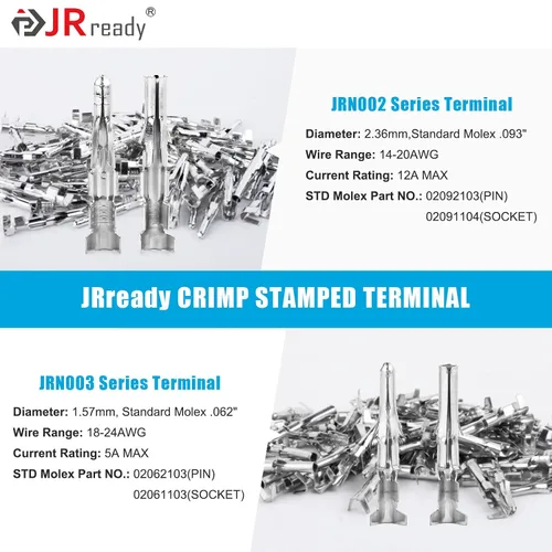 Miniatura 3 de JRready ST6526 120 Pares Kit de conectores de pines 093" 062" Cables eléctricos automotrices terminales macho y hembra Conector de pines 14-20AWG