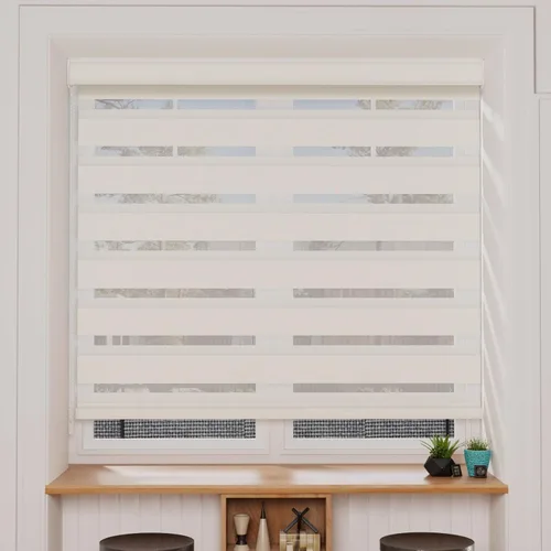 Miniatura 64 de MYshade Persianas enrollables de cebra opacas (85 %) con cordón para ventanas interiores, persianas de doble capa beige para dormitorio, baño, sala
