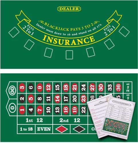 GSE Games & Sports Expert 36" x 72" Double-Sided Casino Layout Felt, Las Vegas Style Tabletop Mat for Parties, Home Entertainment, Poker Game Night