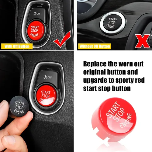 Miniatura 4 de Jaronx Compatible con botones BMW M1 M2, botón rojo deportivo de control de crucero activo de inicio/parada para BMW M3 F30 F80/M4 F32/M5 F10/M6 F06