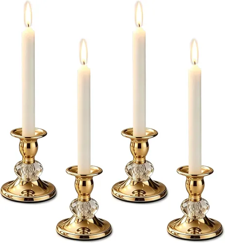 Portavelas cónicos, portavelas para centro de mesa, recepción de boda, decoración festiva de mantel de Navidad o decoración del hogar (dorado, 2