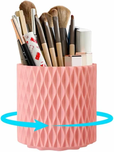 Miniatura 11 de Organizador de brochas de maquillaje - Organizador giratorio de brochas de maquillaje de 360° con 5 ranuras, recipiente para brochas de maquillaje