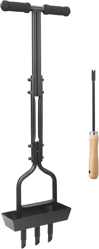 Aireador de césped – Herramienta aireadora de césped, aireador de césped con bandeja de almacenamiento de núcleo de tierra, aireador manual para el