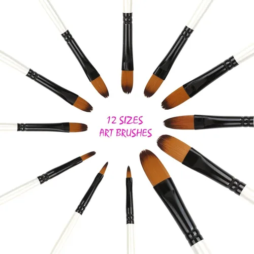 Miniatura 3 de Filbert - Juego de 12 pinceles de pintura, pinceles de artista para aceite acrílico, acuarela, gouache, artista, kits de pintura profesional