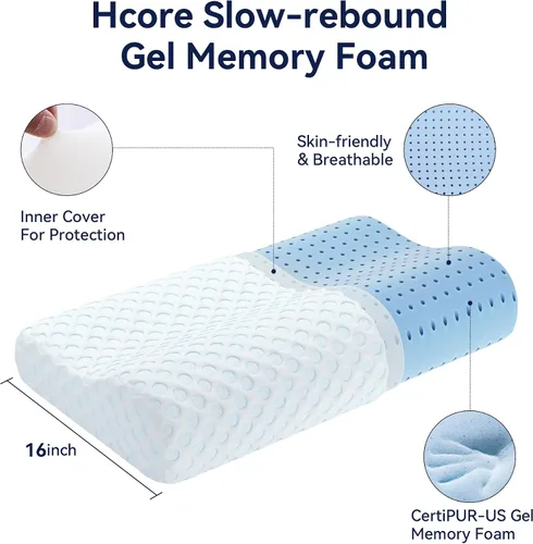 Miniatura 5 de Almohada cervical para el cuello, almohada de contorno de espuma viscoelástica para aliviar el dolor, almohada cervical para dormir, almohada