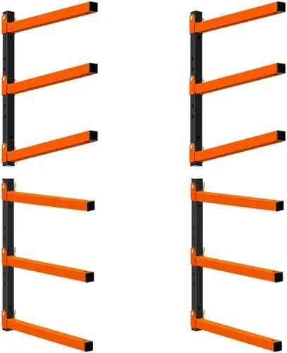 Homydom Estante de almacenamiento de madera resistente para montaje en pared, 3 niveles, paquete de 4 estantes de metal para madera, tuberías y