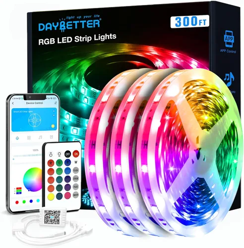 Miniatura 11 de DAYBETTER Tira de luces LED de 400 pies, luz inteligente con control remoto de aplicación, luces LED RGB para dormitorio, sincronización de música