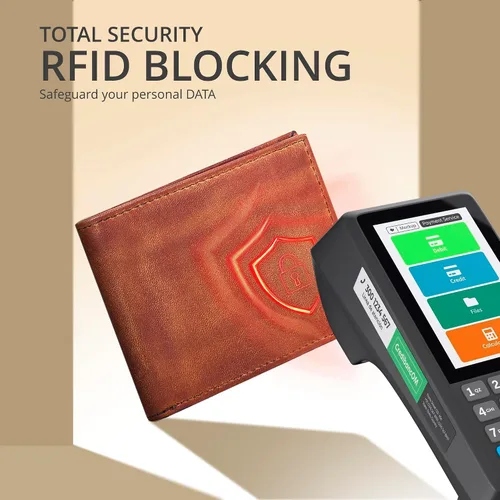 Miniatura 81 de Carteras RFID delgadas para hombres - Cartera de bolsillo frontal de piel genuina