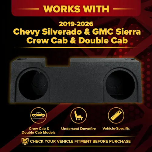 Miniatura 2 de QPower - Caja de subwoofer doble de 10 pulgadas para debajo del asiento, subcaja con puerto QBomb compatible con Chevy Silverado Crew y Double Cab