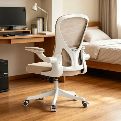 Silla de Oficina Ergonómica con Soporte Lumbar Ajustable y Reposabrazos Abatibles - Silla de Escritorio de Computadora de Respaldo Alto con Cojín de