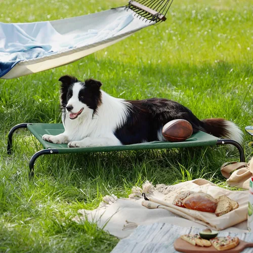 Miniatura 7 de Bedsure Cama elevada para perros al aire libre de tamaño grande, cama portátil de hamaca para mascotas con marco elevado y refrescante para Verde