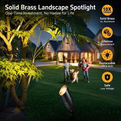 Miniatura 2 de Gardenreet Focos de paisaje de bajo voltaje - Lámpara de techo superior de latón 12V LED para exteriores, luces puntuales cableadas IP65