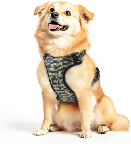 Arnés para perro sin tirones, chaleco reflectante ajustable con clip delantero/trasero, asa de fácil control para perros de tamaño mediano, grande y