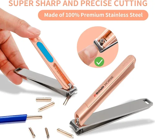 Miniatura 8 de Juego de cortaúñas para manicura y pedicura, cortaúñas para las uñas de los pies para mujeres y hombres, herramienta de cuidado de uñas con lujosa