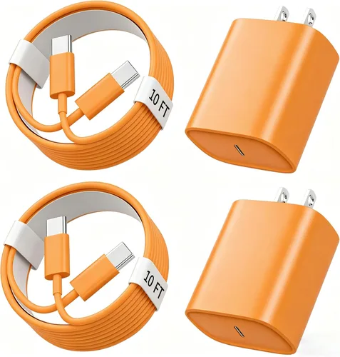 Miniatura 14 de Cargador de teléfono 17 16 15 de carga rápida, cable de carga USB C de 10 pies de largo con bloque de carga rápida de teléfono tipo C de 20 W