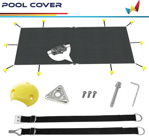 Miniatura 7 de Windscreen4less Cubierta de Piscina Enterrada Rectangular de 8'x8' de Malla de Seguridad de Invierno para Piscina con Cable de Alambre (Gris Claro)