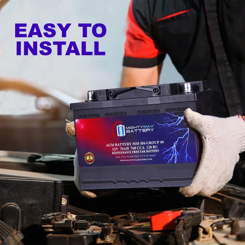Miniatura 8 de Batería Mighty Max Battery MM-H6 de Arranque y Parada para Automóvil BCI Grupo Tamaño 48 12V 70 AH, 120RC, 760 CCA Batería Recargable AGM