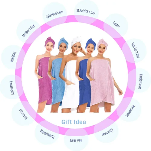 Miniatura 5 de Toallas de tamaño grande para mujer después de la ducha, toalla de baño azul marino, talla XXL, ligera, de secado rápido, con toalla