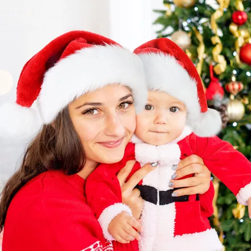 Miniatura 6 de RJVW Sombrero de Papá Noel de Navidad para niños y bebés, unisex, grueso, de terciopelo, clásico, para fiesta de Año Nuevo