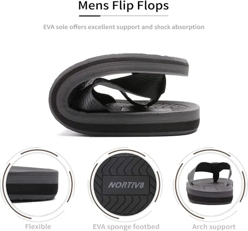 Miniatura 5 de NORTIV 8 Chanclas para hombre, cómodas y ligeras, zapatos de playa
