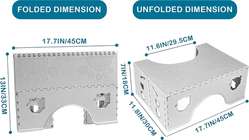 Miniatura 7 de Taburete de inodoro plegable, taburete de 7 pulgadas con postura en cuclillas saludable con pies antideslizantes por CHEAGO, taburete portátil
