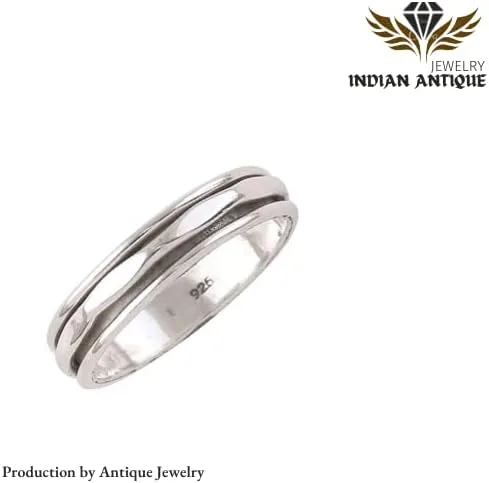 Miniatura 2 de Anillo giratorio de plata de ley 925 sólido giratorio de banda fina 8 Plata de ley 925