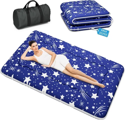 Miniatura 8 de Kiseely Colchón de futón japonés, plegable, tapete de tatami portátil, almohadilla para dormir con bolsa y correa, colchón grueso para dormir