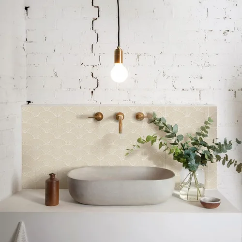 Miniatura 36 de Adhesivos de vinilo para azulejos de pared autoadhesivos, calcomanías impermeables para decoración de cocina, baño, línea ondulada de abulón, 6 x 6