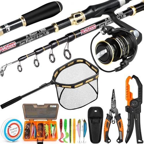 Miniatura 12 de PLUSINNO Fishing Gear,Full Fishing Pole kit Include Fishing Rod and Reel Combo, Tackle Box with Fishing Lures, Fishing Accessories, Fishing