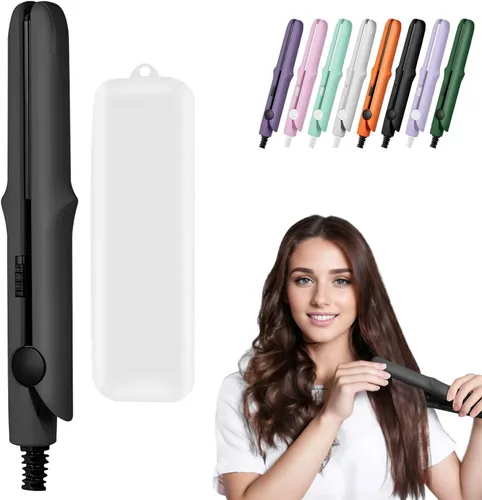Omaky Mini rizadora de pelo 2 en 1, rizadora de pelo de larga duración, portátil, de larga duración, para mujeres y niñas, cabello corto, todo tipo