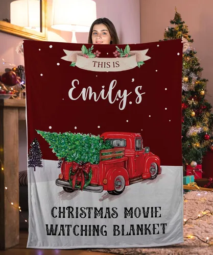 Miniatura 2 de Manta roja de Navidad – This is My Christmas Movie Watching Blanket Mantas de Navidad para niños – Manta de película de camión rojo, manta