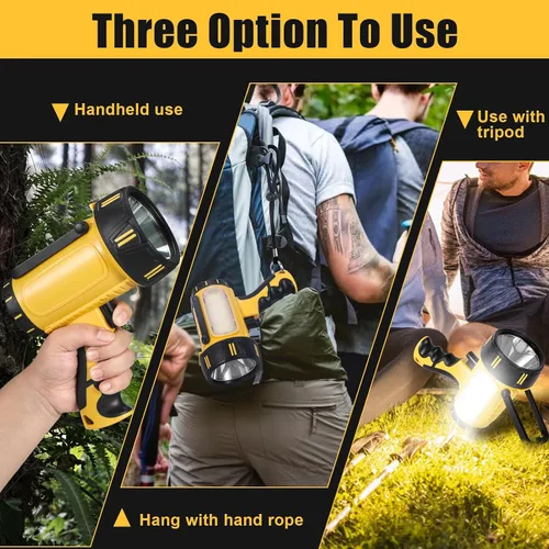 Miniatura 4 de Foco Recargable Súper Brillante de Mano, Linterna LED Recargable Táctica de Búsqueda con Salida USB, 6 Modos de Luz, Luz de Camping (Gris)