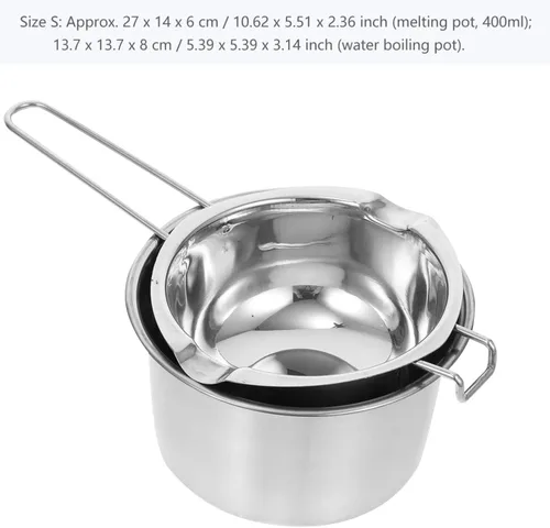 Miniatura 5 de Sewroro Olla de doble caldera, olla de acero inoxidable para chocolate, dulces, mantequilla, queso, jabón y cera, boquillas de vertido dobles, mango