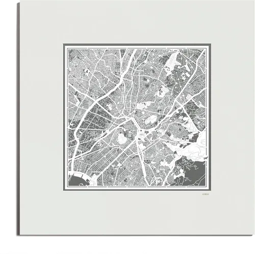 Miniatura 80 de O3 Design Studio Mapa de corte de papel Madrid negro mate de 20 x 20 pulgadas