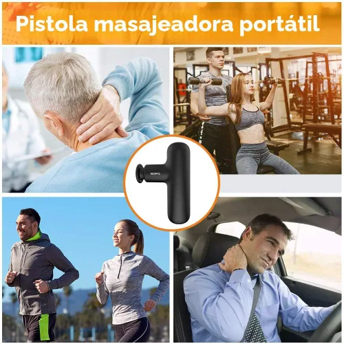 Miniatura 8 de NEPQ Mini Pistola de Masaje, Potente Pistola de Percusión de Tejido Profundo Portátil para Músculos Fasciales, Masajeador de Cabeza, Cuello