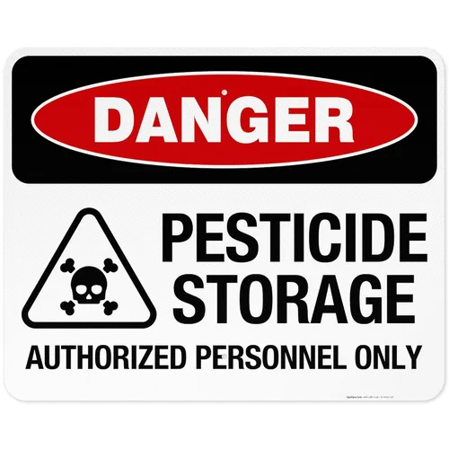 Miniatura 11 de Danger - Cartel autorizado de almacenamiento de pesticidas, 10 x 7 pulgadas, calcomanías de vinilo de 4 mil resistentes a la intemperie, fabricadas