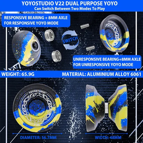 Miniatura 5 de YOYOSTUDIO F25 Finger Spin Yoyo Yoyo profesional sensible para niños de 8 a 12 años, yoyo profesional para adultos con kit de accesorios de yoyos