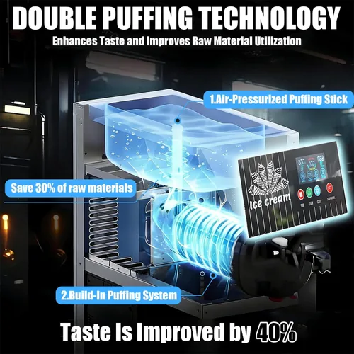 Miniatura 5 de Ice Cream Machine, Soft Serve Machine, Maquina De Helados, with LCD Control Panel and 3 Ice Cream Molds, 2.5l + 1l Capacity, 4-5kg/H, Adjustable