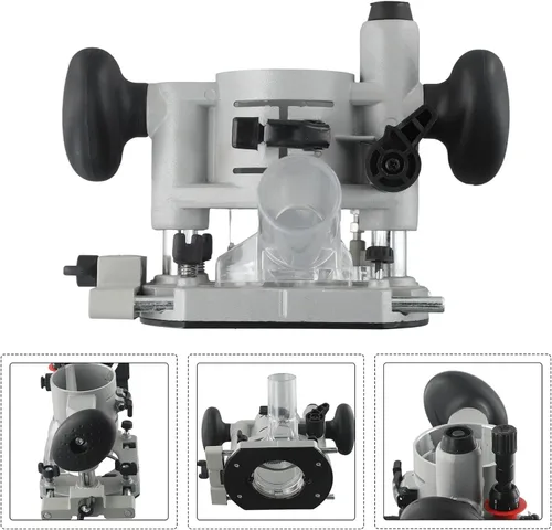 Miniatura 7 de 2.559 in Plunge Router Base Carpintería Recorte Fresado con cerradura de leva de acero ajustable y bujes de aluminio, plata+negro