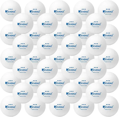 Miniatura 6 de KEVENZ Paquete de 60 pelotas de ping pong de 3 estrellas, pelota de tenis de mesa avanzada de 1.57 pulgadas + mm, pelotas de ping pong al aire