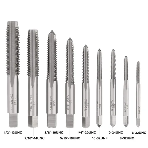 Miniatura 8 de COMOWARE Juegos de taladros y grifos, brocas HSS Jobber de longitud con caja de metal indexado 18 piezas, 6-32 a 1/2 "-13 tamaños de grifo