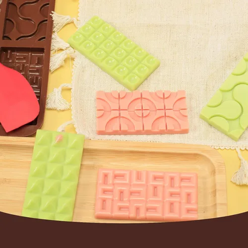 Miniatura 6 de Molde de barra de chocolate de silicona con 6 patrones, 2 moldes de chocolate de 0.3 pulgadas de profundidad para barra de proteínas y energía